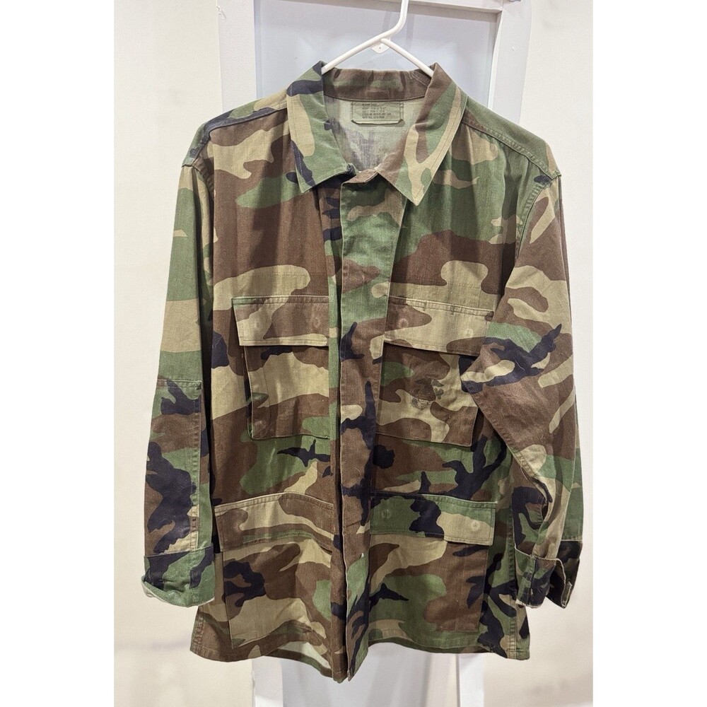 Vintage USGI Woodland Camo BDU Field Jacket Medium Short USMC EGA Stamp